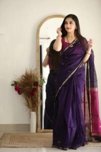 Maheswari silk cotton saree with running blouse material